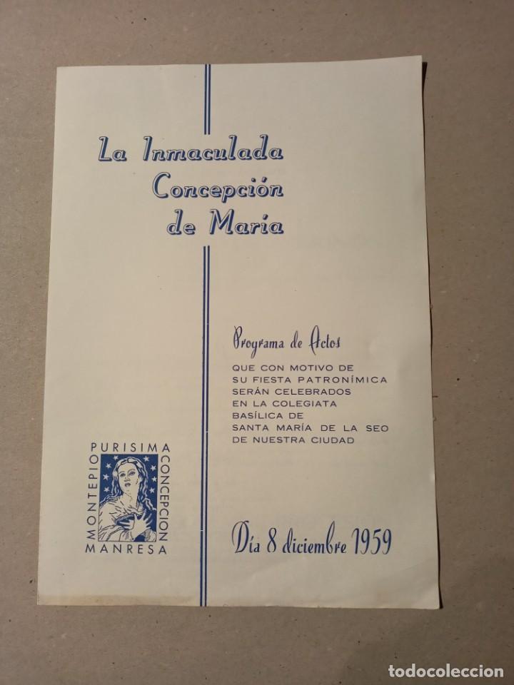 Documentos antiguos: Programa de Actos de &rdquo;La Inmaculada Concepcion de Maria&rdquo; del a&ntilde;o 1959