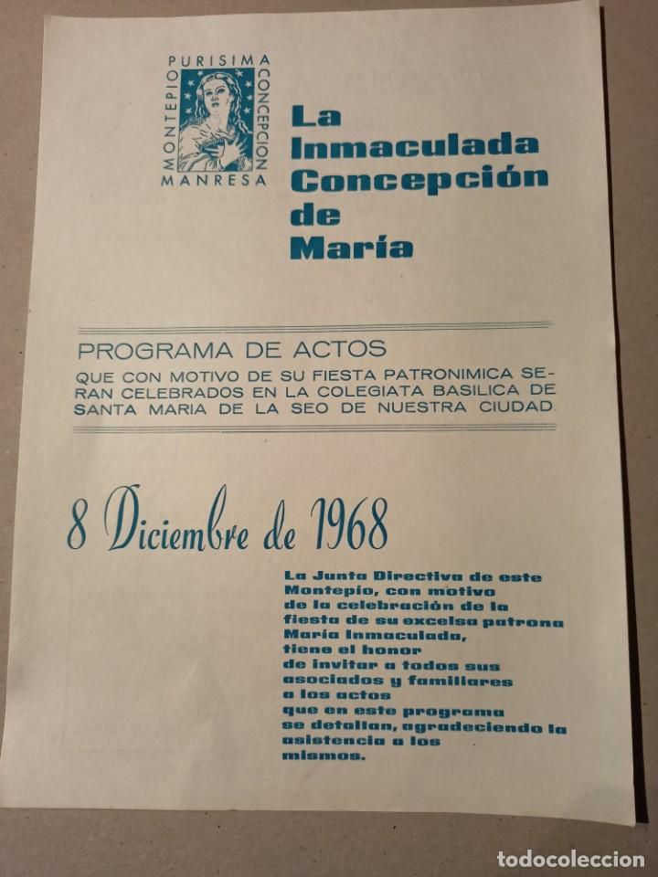 Documentos antiguos: Programa de Actos de &rdquo;La Inmaculada Concepcion de Maria&rdquo; del a&ntilde;o 1968 - Foto 1