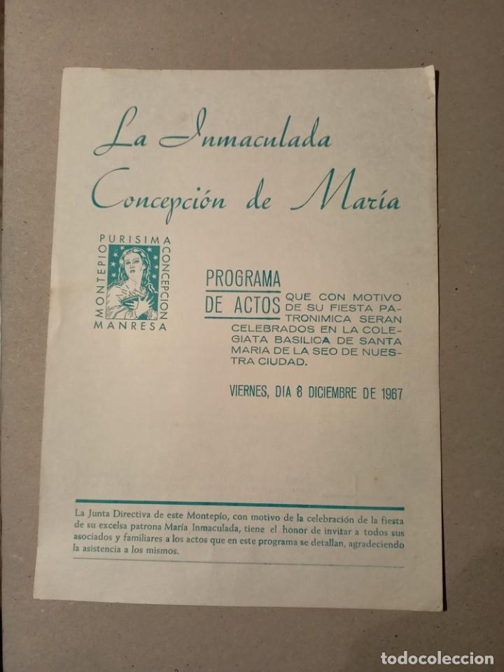 Documentos antiguos: Programa de Actos de &rdquo;La Inmaculada Concepcion de Maria&rdquo; del a&ntilde;o 1967 - Foto 1