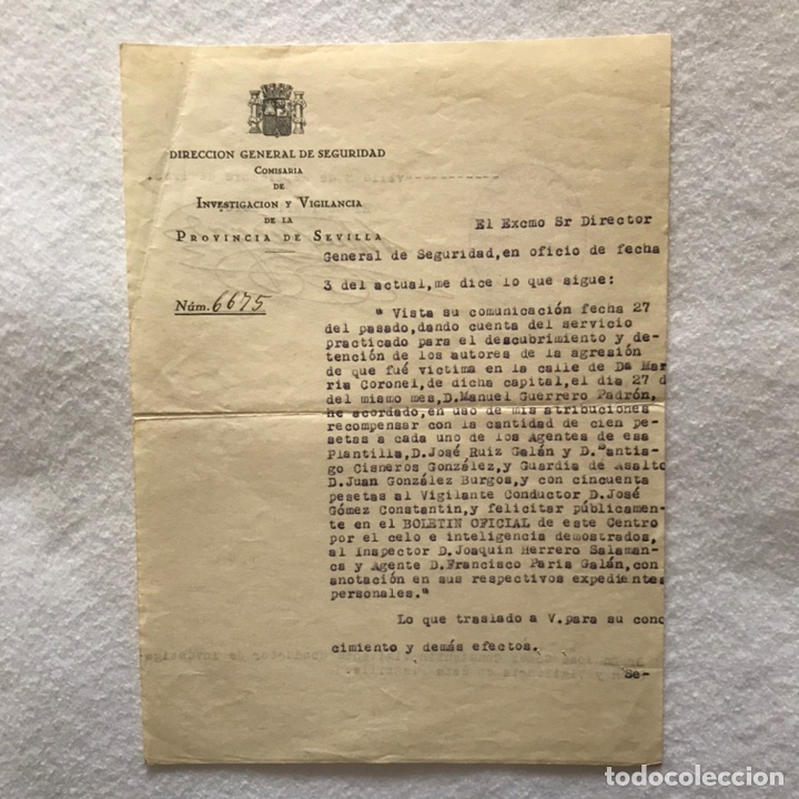 Documentos antiguos: DOCUMENTO MILITAR - COMISAR&Iacute;A GENERAL DE INVESTIGACI&Oacute;N Y VIGILANCIA - REP&Uacute;BLICA - 1935 - SEVILLA