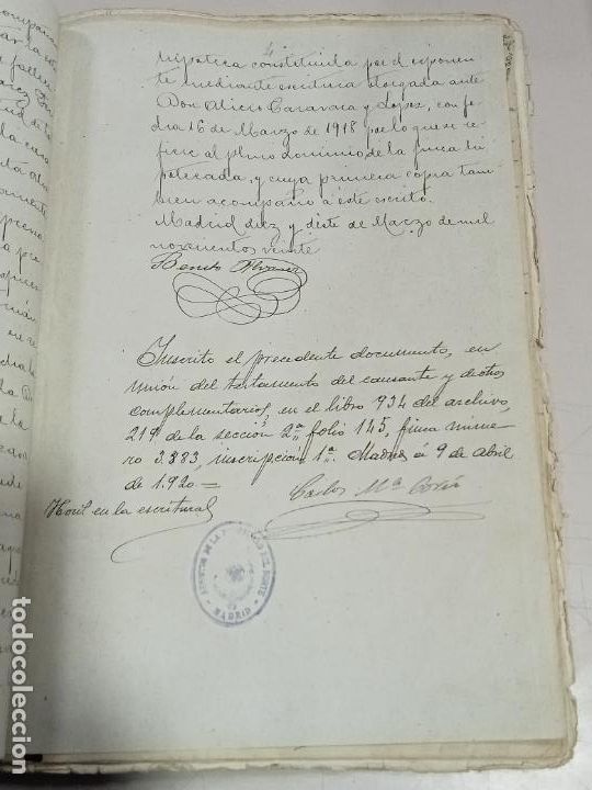 Documentos antiguos: CONSTITUCI&Oacute;N DE TESTAMENTO. MADRID. DISTRITO NORTE. 1875. VER - Foto 4