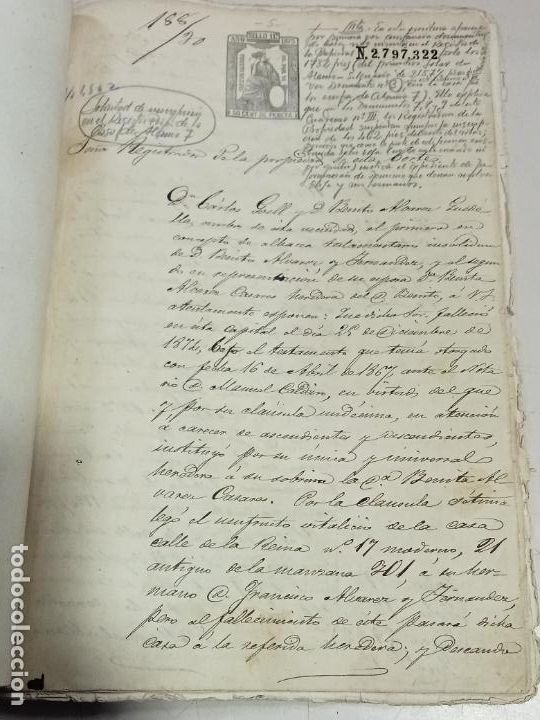 Documentos antiguos: CONSTITUCI&Oacute;N DE TESTAMENTO. MADRID. DISTRITO NORTE. 1875. VER - Foto 5