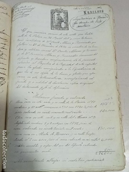 Documentos antiguos: CONSTITUCI&Oacute;N DE TESTAMENTO. MADRID. DISTRITO NORTE. 1875. VER - Foto 8