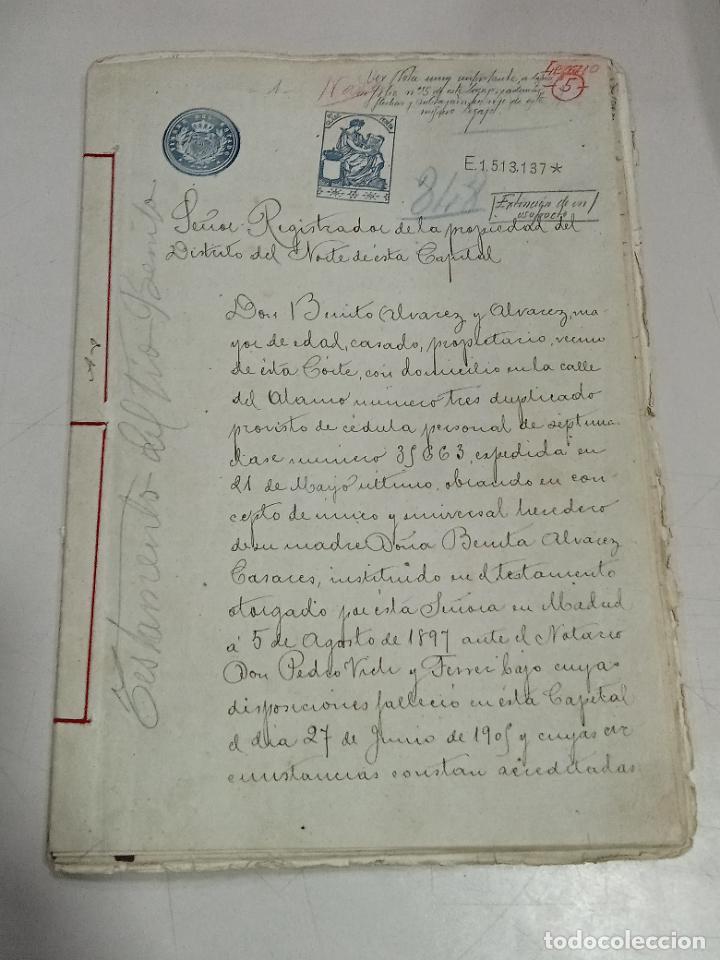 Documentos antigos: CONSTITUCI&Oacute;N DE TESTAMENTO. MADRID. DISTRITO NORTE. 1875. VER