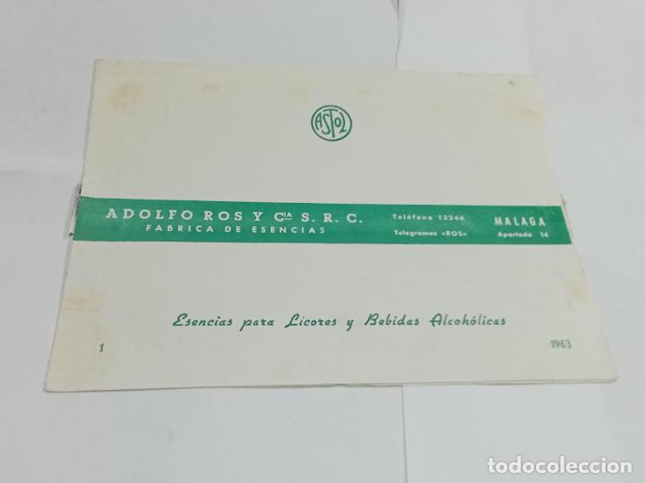 Documentos antiguos: LISTA DE PRECIOS. ADOLFO ROS Y CIA. ESENCIAS PARA LICORES. 1963. MALAGA. VER INTERIOR