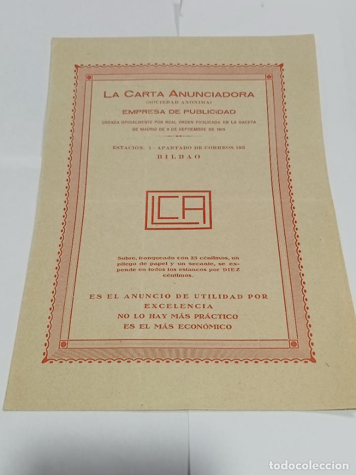 Documents Anciens: PUBLICIDAD. LA CARTA ANUNCIADORA. BILBAO. CON PRECIOS, VENTAJAS, GARANT&Iacute;A, PAGO. VER INTERIOR