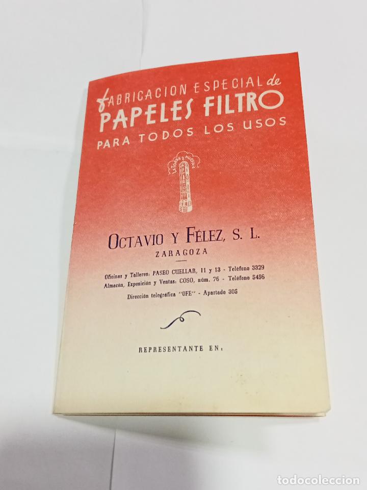 Documentos antiguos: TR&Iacute;PTICO. PUBLICIDAD. PAPELES FILTRO OCTAVIO FELEZ. ZARAGOZA. CON PRECIOS. VER