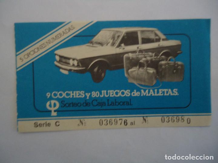 Documentos antiguos: PAPELETA PARA SORTEO DE 9 COCHES Y 80 JUEGOS DE MALETAS DE LA CAJA LABORAL.