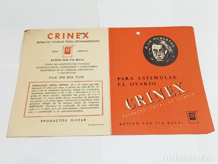 Documentos antigos: PUBLICIDAD FARMACIA. CRINEX. ESTIMULAR EL OVARIO. V&Iacute;A BUCAL. VER