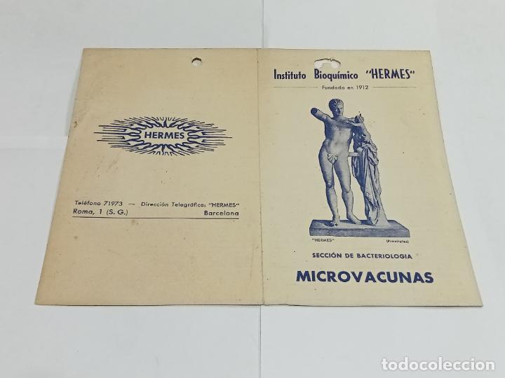 Documentos antigos: PUBLICIDAD FARMACIA. INSTITUTO BIOQU&Iacute;MICO HERMES. MICROVACUNAS. VER INTERIOR