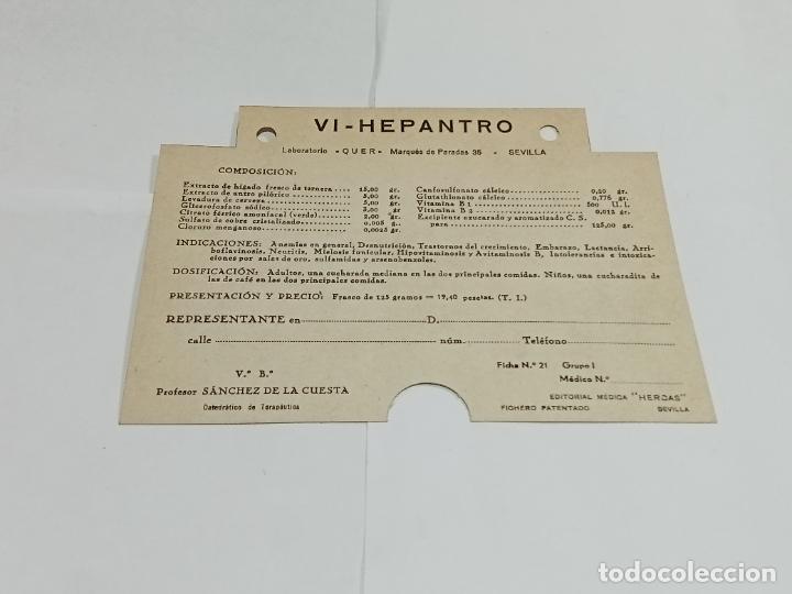 Documentos antigos: PUBLICIDAD FARMACIA. VI-HEPANTRO. LABORATORIO QUER. SEVILLA. VER