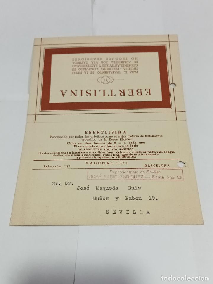 Documentos antigos: PUBLICIDAD FARMACIA. LABORATORIO EXPERIMENTAL. VACUNAS LETI. BARCELONA. VER