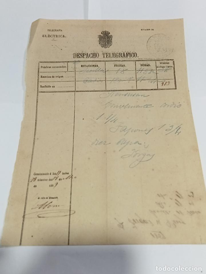 Documentos antigos: DESPACHO TELEGR&Aacute;FICO. ENV&Iacute;O DE SEVILLA A C&Aacute;DIZ. 1889. BENSUSAN