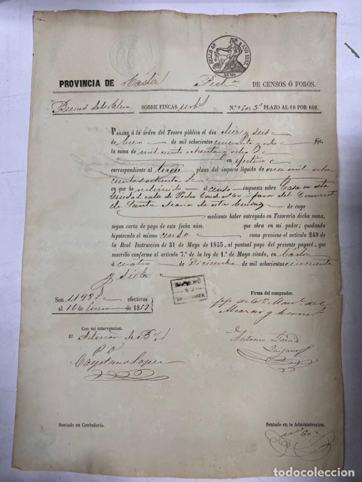 Documentos antigos: C&Aacute;DIZ, 1858. PAGAR&Eacute;. VER FOTOS
