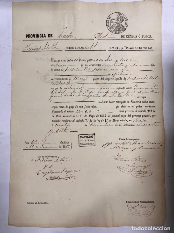 Documentos antigos: C&Aacute;DIZ, 1858. PAGAR&Eacute;. VER FOTOS