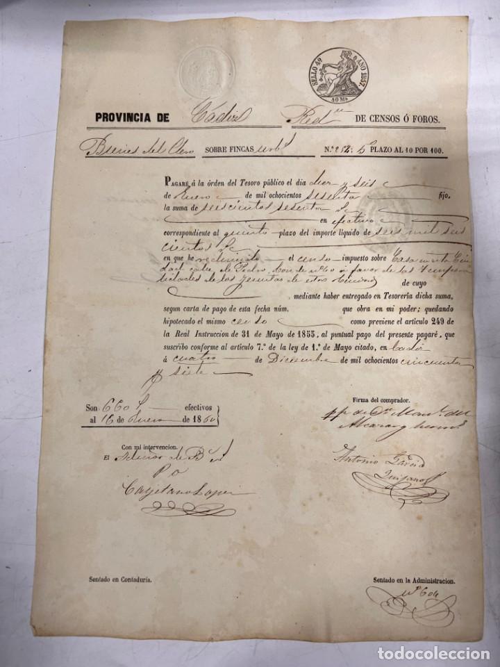 Documentos antigos: C&Aacute;DIZ, 1860. PAGAR&Eacute;. VER FOTOS