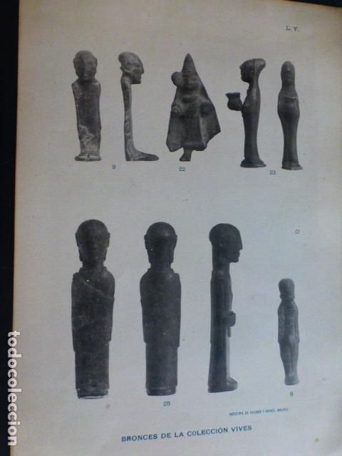 Documentos antigos: BRONCES DE LA COLECCION VIVES ANTIGUA LAMINA HACIA 1900 25 X 17,5 CMTS