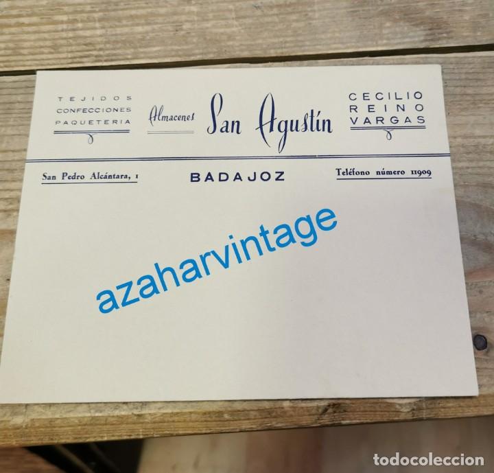 Documentos antiguos: BADAJOZ, ANTIGUO SOBRE MEMBRETE ALMACENES SAN AGUSTIN