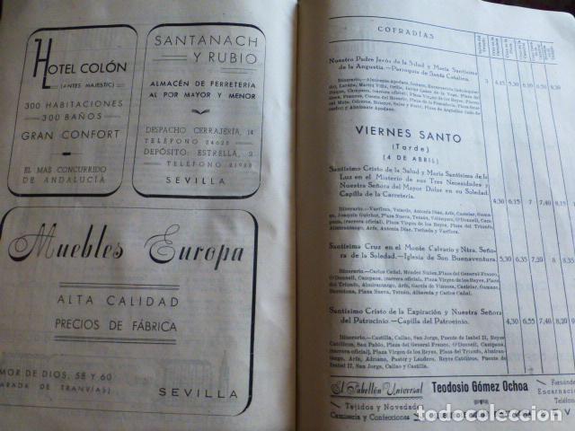 Documentos antiguos: SEVILLA SEMANA SANTA 1947 PROGRAMA OBSEQUIO DEL HOTEL COLON - Foto 4