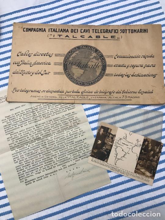 Documentos antiguos: Compagnia italiana dei cavi telegrafici sottomarini Italcable 1921 telegramas postal Hauser y Menet