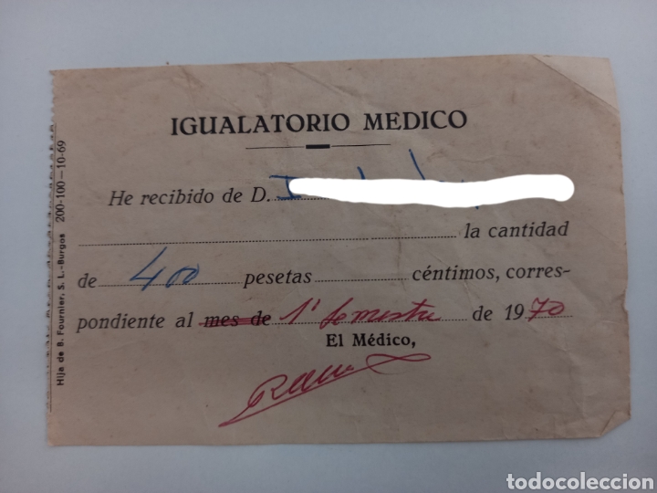 Documentos antiguos: Antiguo igualatorio medico 1970 - Foto 1