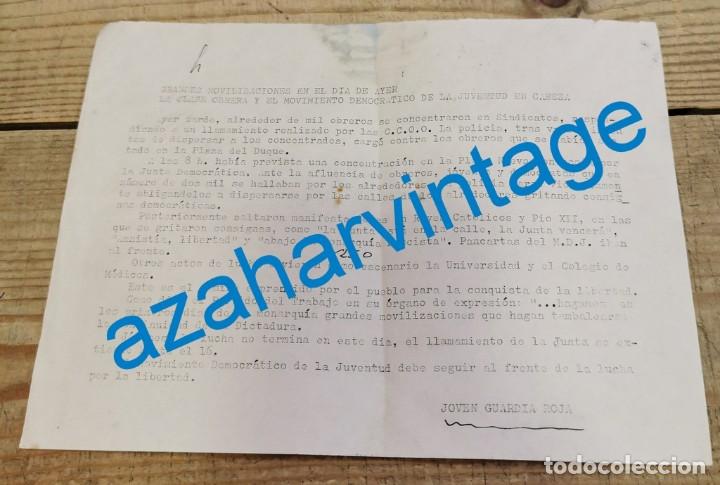 Old Documents: TRANSICION, NOTA SOBRE INCIDENTES MANIFESTACION OBREROS, JOVEN GUARDIA ROJA