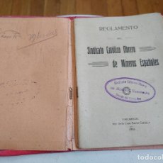 Documentos antiguos: CARNET REGLAMENTO SINDICATO CATOLICO OBRERO DE MINEROS ESPAÑOLES SECCION CALEYU ASTURIAS 1921 RARO. Lote 330732688