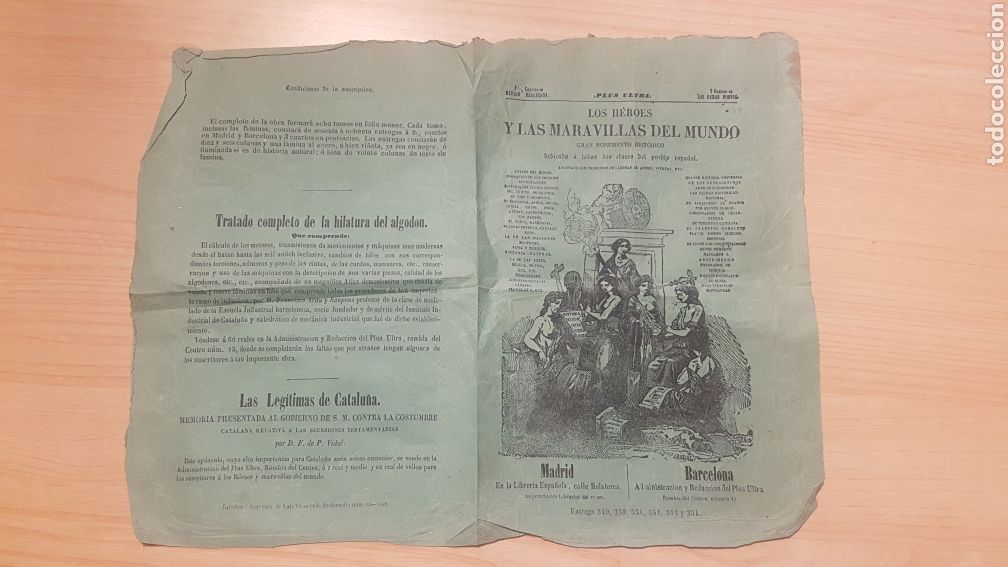 Documentos antiguos: PLUS ULTRA LOS HEROES Y LAS MARAVILLAS DEL MUNDO 1855 27,5x35,5 cm