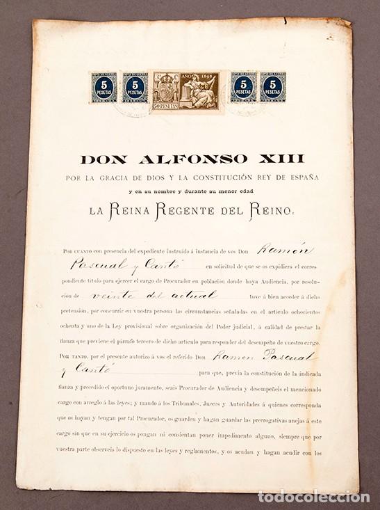 Documentos antiguos: ALFONSO XIII - T&Iacute;TULO EXPEDIDO - 1917 - FIRMADO: YO LA REINA REGENTE (MAR&Iacute;A CRISTINA DE HABSBURGO)