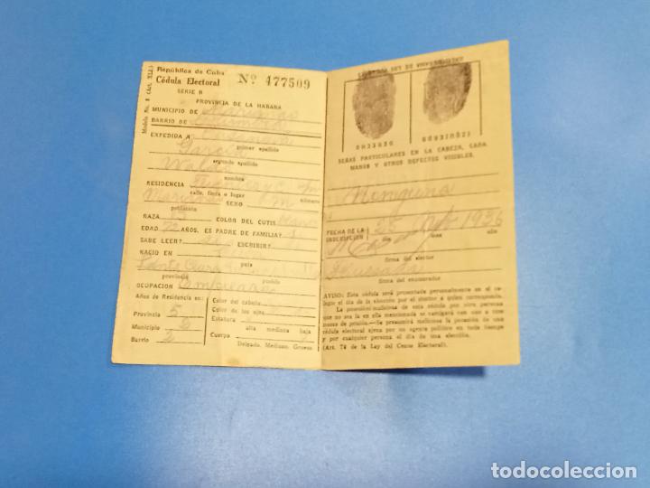 Documentos antiguos: CUBA. C&Eacute;DULA ELECTORAL. SANTA CLARA. 1936. VER - Foto 1