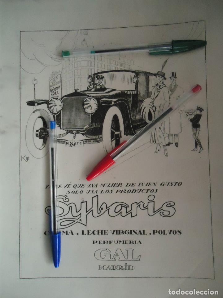 Documentos antiguos: ilustracion publicidad crema sybaris perfumeria gal madrid locos a&ntilde;os 20 art deco coche automobil