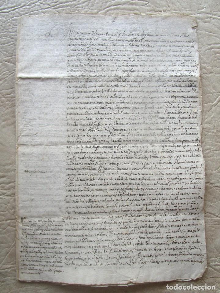 Documentos antiguos: manuscrito procura a&ntilde;o 1661 monasterio montserrat monje antoni maldonado en latin