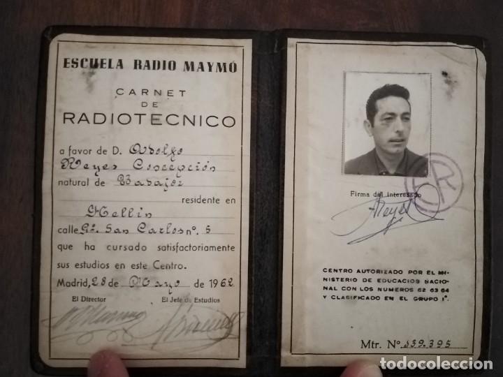 Documentos antiguos: Cartera carnet Escuela Radio Maymo. Ver. - Foto 2