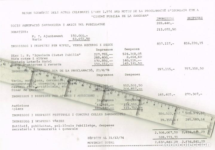 Documents Anciens: 1974 RESUM ECON&Ograve;MIC DELS ACTES CELEBRATS AMB MOTIU D&acute;IGUALADA &rdquo;CIUTAT PUBILLA DE LA SARDANA&rdquo;
