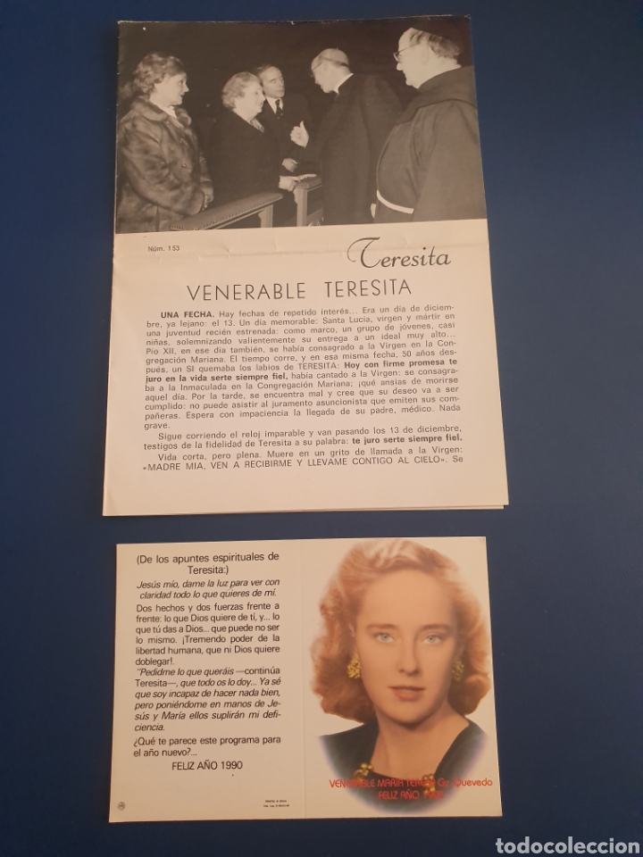Documentos antiguos: VENERABLE TERESITA GONZALEZ QUEVEDO GACETA + CALENDARIO 1989/90