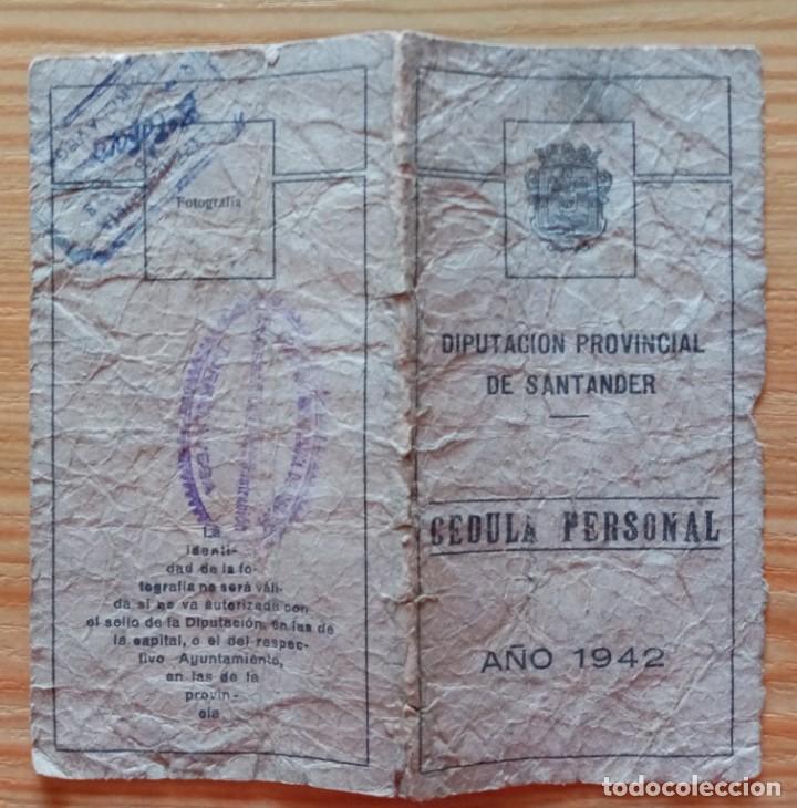 Documentos antiguos: CEDULA PERSONAL DIPUTACION PROVINCIAL DE SANTANDER 1942 - Foto 1