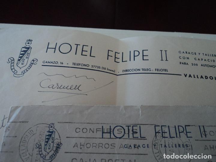 Documentos antiguos: carta y sobre membrete hotel felipe II valladolid 1959