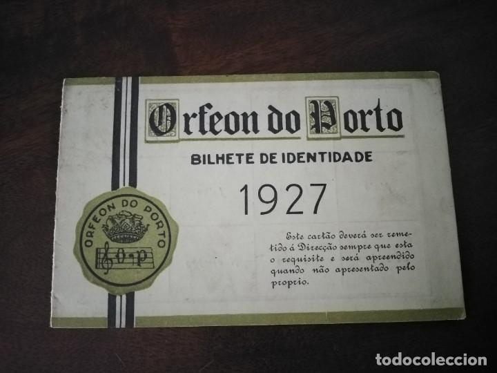 Documents Anciens: Bilhete de Identidade Socio Protector Orfe&oacute;n do Porto a&ntilde;o 1927. Portugal.