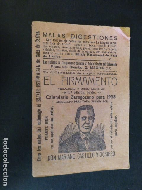 Alte Dokumente: EL FIRMAMENTO CALENDARIO ZARAGOZANO 1933