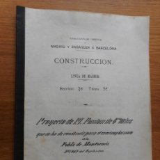 Documentos antiguos: PROYECTO FERROCARRILES MADRID Y ZARAGOZA A BARCELONA.PLANO PONTON.POBLA DE MONTORNES 1882. Lote 341031013