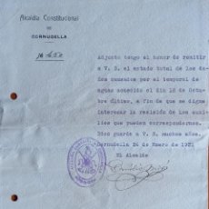 Documentos antiguos: CORNUDELLA (TARRAGONA). DAÑOS POR EL TEMPORAL DE AGUAS, 1931.. Lote 341820683