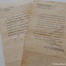 Documentos antiguos: 2 NOTIFICACIONES DE AUMENTO DE SUELDO A BOMBERO DE BARCELONA - AÑOS: 1939 Y 1949. Lote 341879968