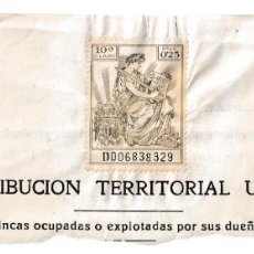 Documentos antiguos: TIMBROLOGÍA / 10ª CLASE 0,25 PTAS. - CABECERA: CONTRIBUCIÓN TERRITORIAL URBANA - FINCAS OCUPADAS .... Lote 322262693