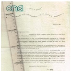Documentos antiguos: 1963 ONA OFERINT LLIBRES, DISCS, REVISTES, SUBSCRIPCIONS, INFORMACIÓ EN CATALÀ TASCA D´EXPANDIMENT. Lote 341943688