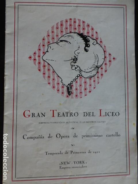 Documentos antiguos: BARCELONA PROGRAMA TEATRO DEL LICEO 1922 MAROUFF - Foto 1