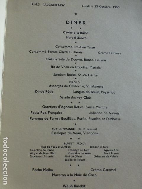 Documentos antiguos: ROYAL MAIL MENU DE CARNAVAL 1950 - Foto 2