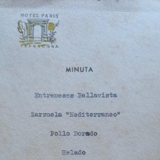 Documentos antiguos: HOTEL PARÍS. TARRAGONA. MINUTA.. Lote 342050848