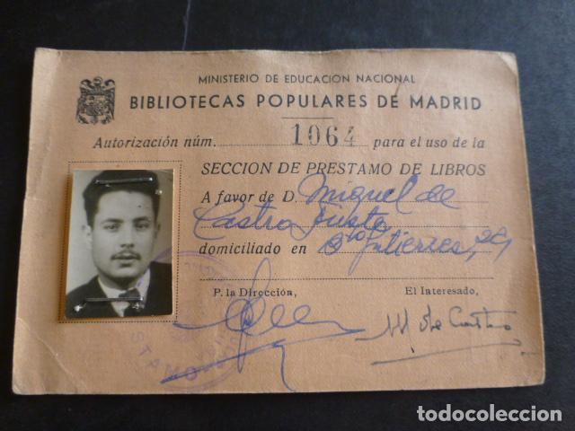 Documenti antichi: MADRID BIBLIOTECAS POPULARES DE MADRID CARNET 1958