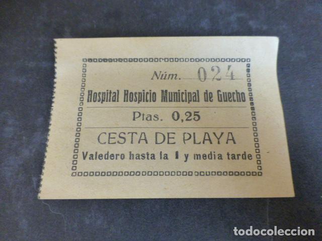 Documents Anciens: GUECHO LAS ARENAS BILBAO BILLETE CESTA DE PLAYA A BENEFICIO DEL HOSPITAL HOSPICIO