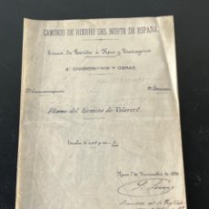 Documentos antiguos: PLANO DESPLEGABLE TERMINÓ VILAVERT 1890 LINIA LLEIDA A REUS Y TARRAGONA . FERROCARRIL.. Lote 344881553